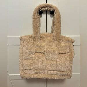 Vince Camuto Ora Fur Tote Bag- Light Tan